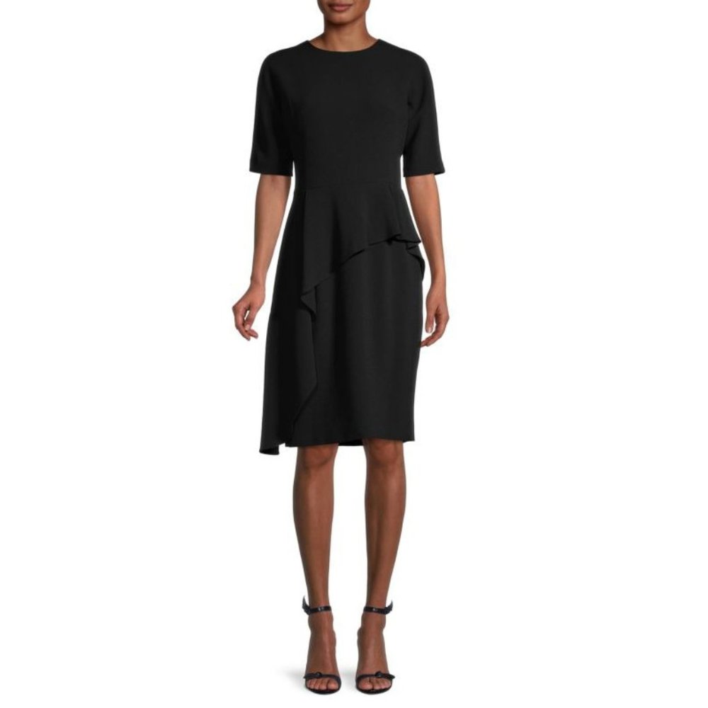 NWT Teri Jon Crepe Asymmetrical Peplum Dress 2